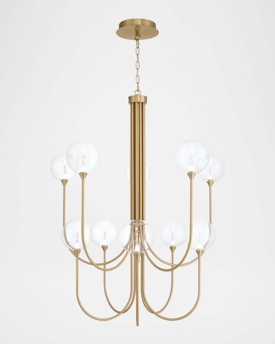Lissa 40" Tiered 10-Light LED Chandelier, Gold/Clear